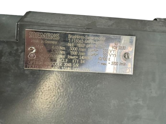 Siemens Brushless Servomotor 1FT6062-6AF71-3ABO