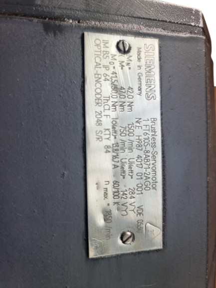 Siemens Brushless Servomotor 1FT6105-8AB71-2AGO